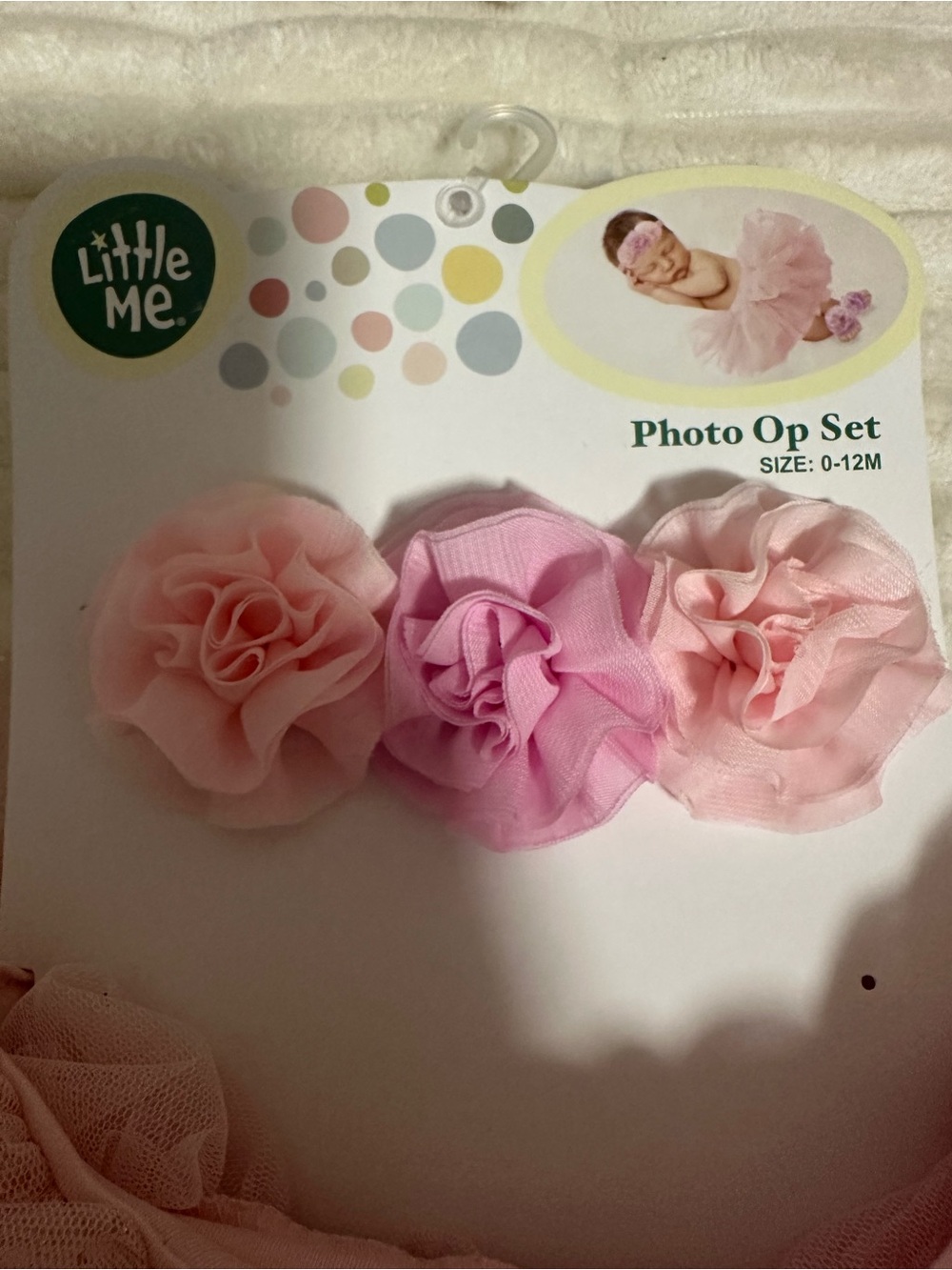 Little Me Pink Tulle Tutu Set with Floral Headbands and Shoe Clips - Picture 4 of 5